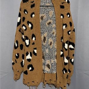 Brown Leopard Print Fuzzy Cardigan